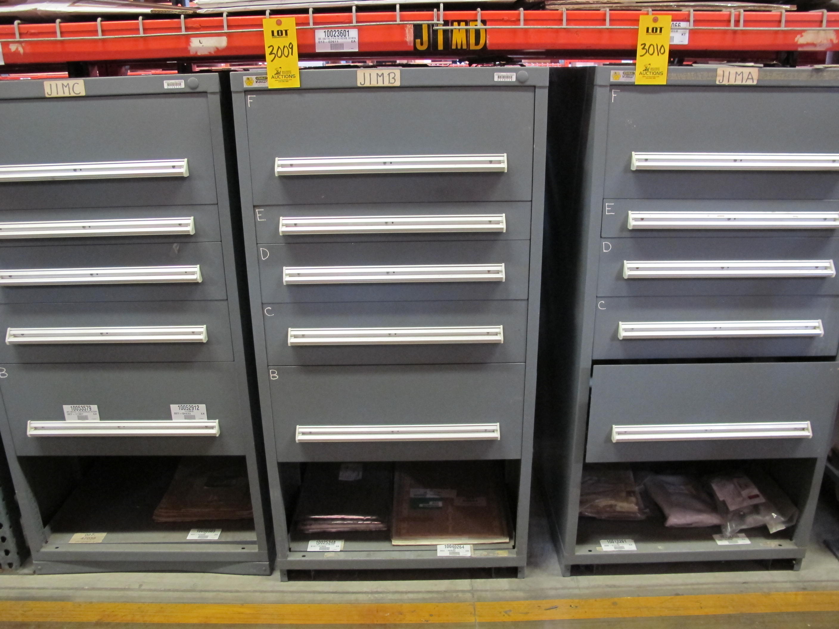 STANLEY VIDMAR HEAVY DUTY 5-DRAWER PARTS CABINET W/ CONTENTS (W-50) LOADING & HANDLING FEE $25-